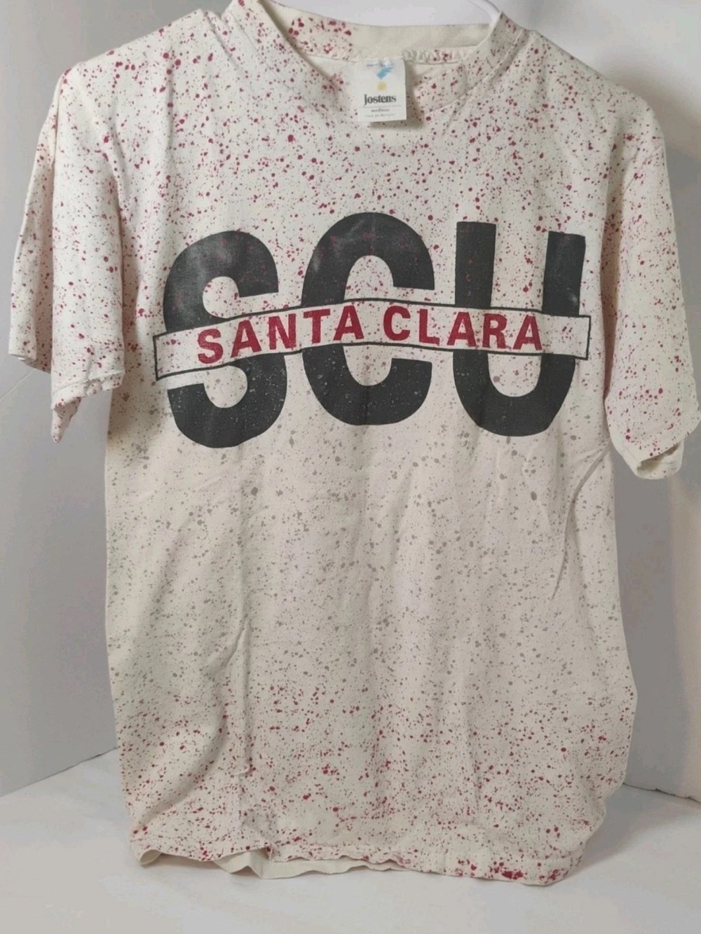 VTG Santa Clara University SCU T-Shirt Mens M Single Stitch Speckle Splatter 90s